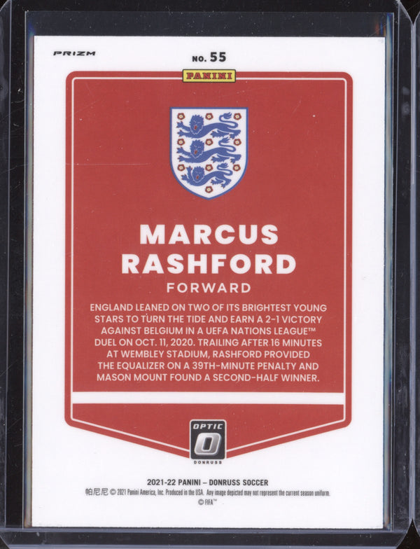 Marcus Rashford 2021-22 Panini Donruss Road to Qatar 55 Optic Red Velocity