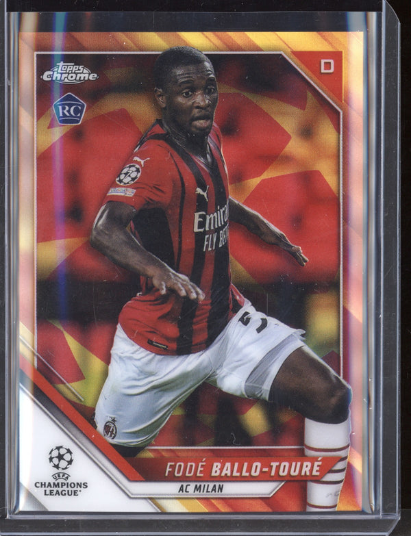 Fode Ballo-Toure 2021/22 Topps Chrome UEFA Champions League Orange & Gold Starball SSP RC