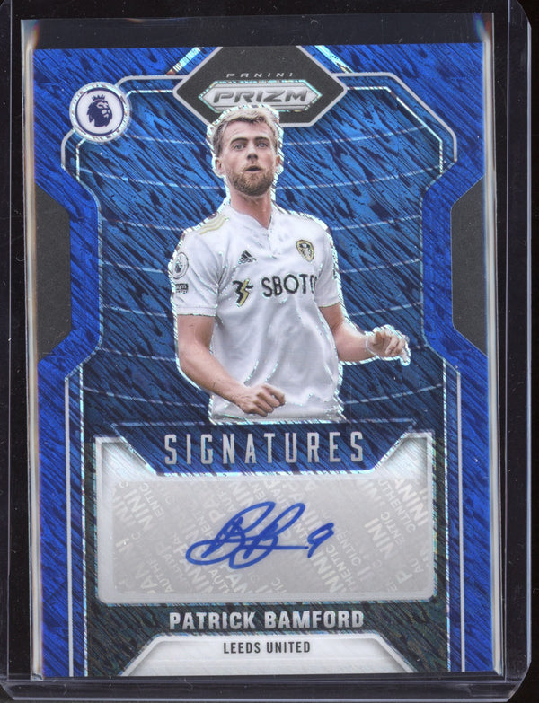 Patrick Bamford 2021-22 Panini Prizm Premier League Blue Shimmer Signatures