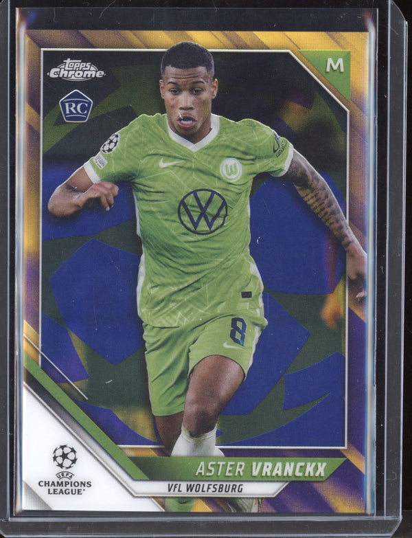 Aster Vranckx 2021/22 Topps Chrome UEFA Champions League Purple & Gold Starball RC