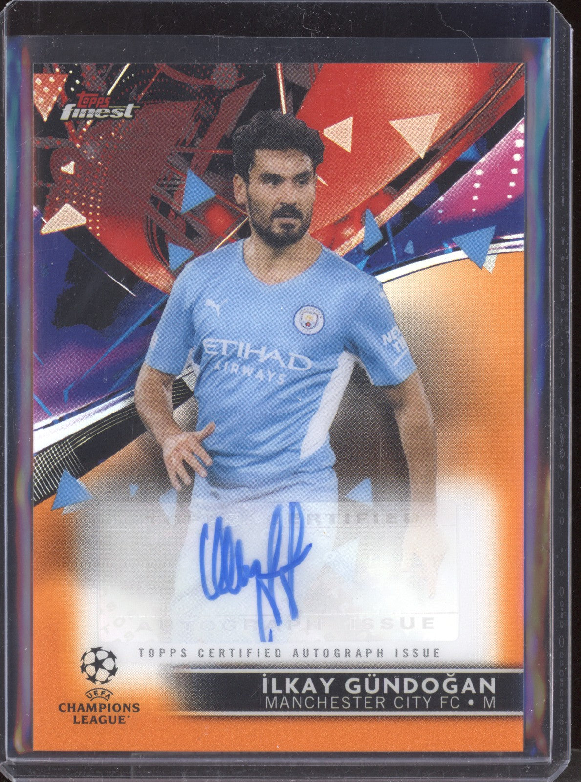 Ilkay Gundogan 2021-22 Topps Finest UCL BA-JG Orange Auto 08/25