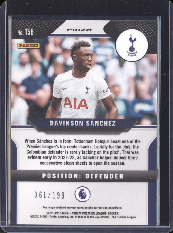 Davinson Sanchez 2021-22 Panini Prizm EPL 156 Breakaway Blue 61/199