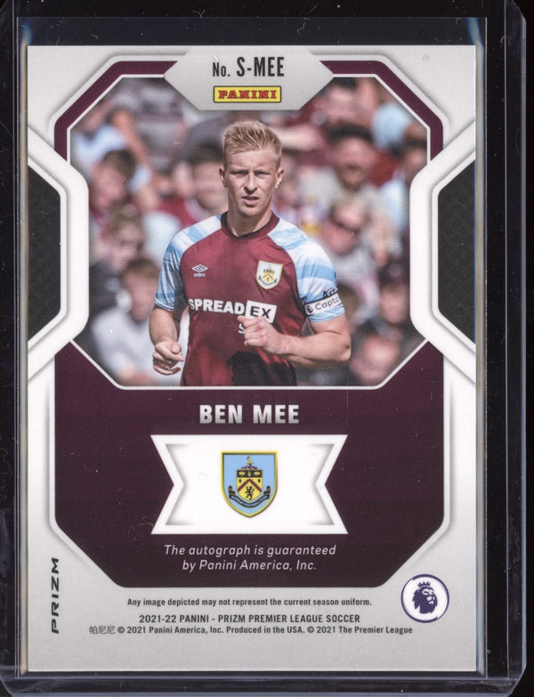 Ben Mee 2021-22 Panini Prizm Premier League Blue Shimmer Signatures