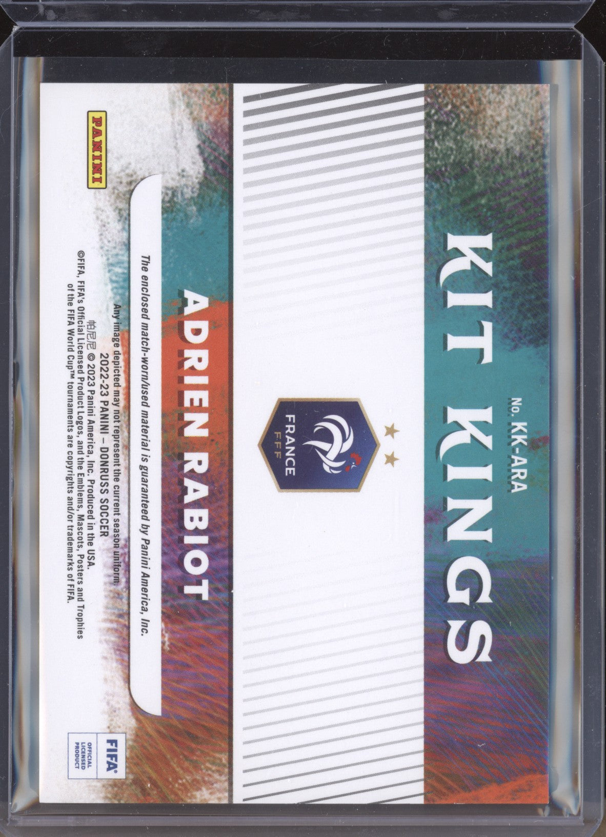 Adrien Rabiot 2022-23 Panini Donruss Soccer KK-ARA Kit Kings Jersey