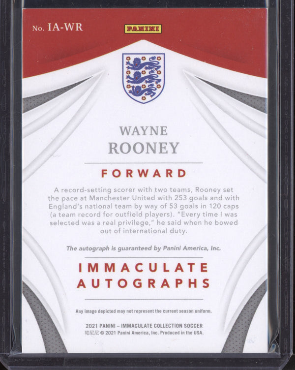 Wayne Rooney 2020-21 Panini Immaculate Sapphire Immaculate Autographs - United Jersey Number 10/49