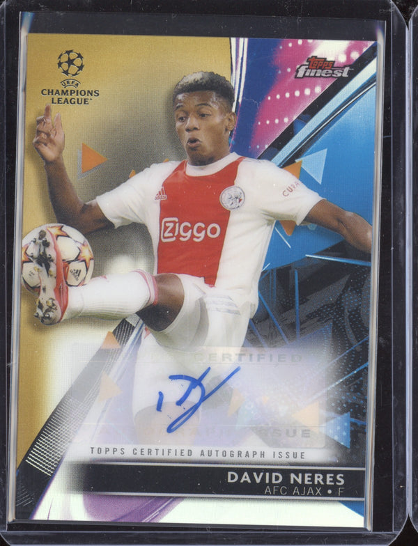 David Neres 2021-22 Topps Finest UCL BA-DN Gold Auto 19/50