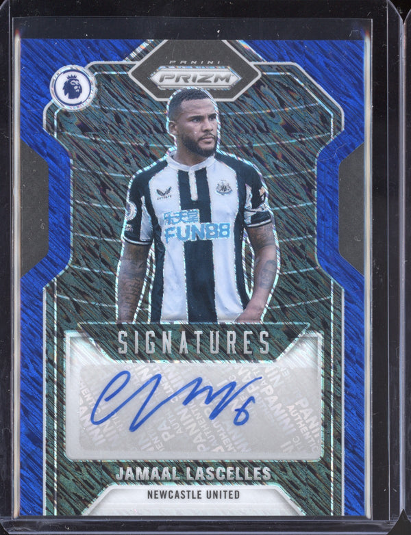 Jamaal Lascelles 2021-22 Panini Prizm Premier League Blue Shimmer Signatures