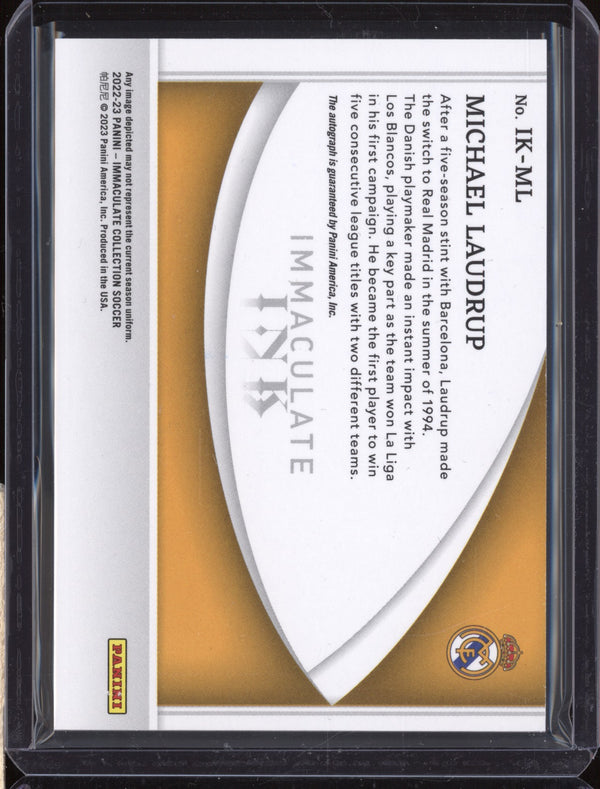 Michael Laudrup 2022-23 Panini Immaculate Soccer IK-ML Ink Sapphire Auto 11/25