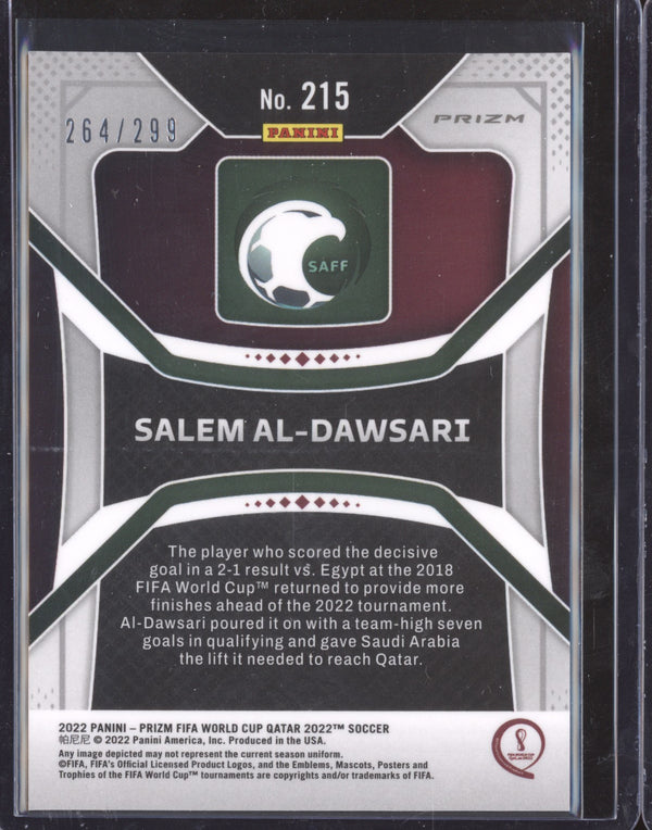 Salem Al-Dawsari 2022 Panini Prizm World Cup 215 Blue RC 264/299