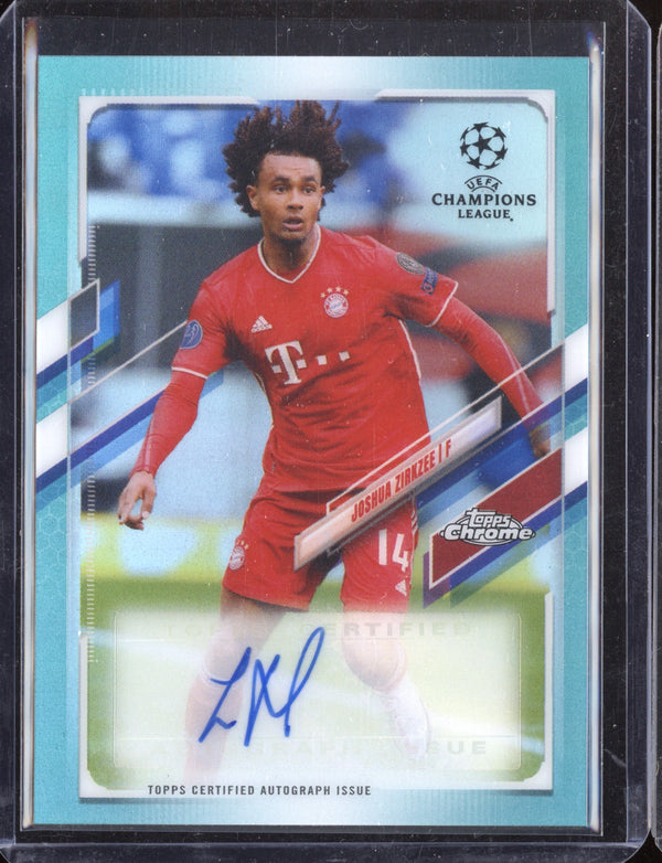 Joshua Zirkzee 2020-21 Topps Chrome UEFA Champions League Aqua Refractor Auto 045/199