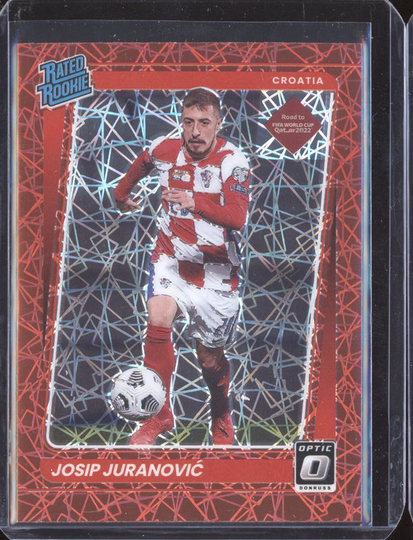 Josip Juranovic 2021-22 Panini Donruss Road to Qatar 184 Optic Red Velocity RC