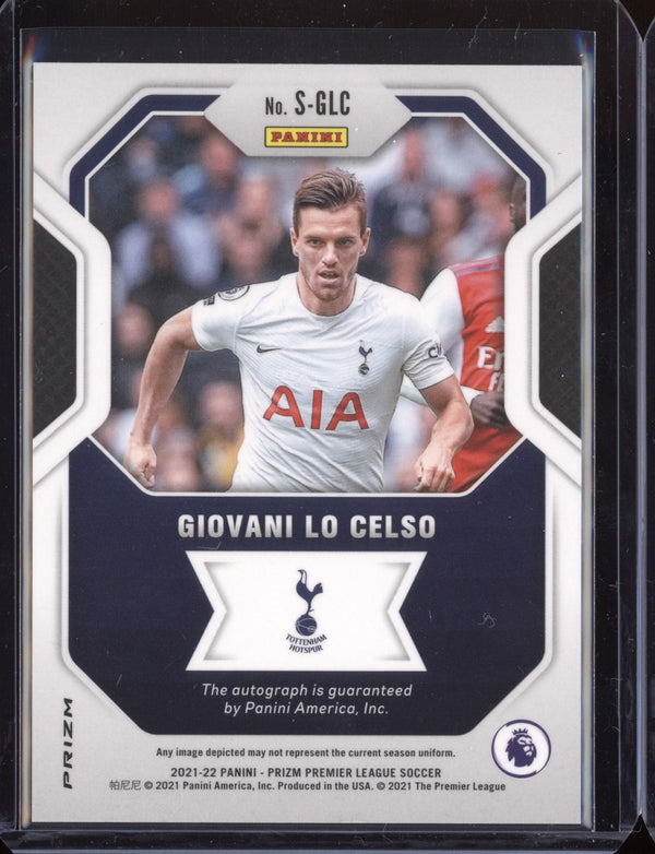 Giovani Lo Celso 2021-22 Panini Prizm Premier League Blue Shimmer Signatures