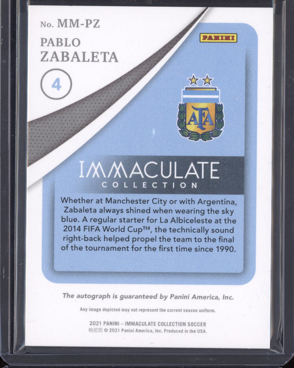 Pablo Zabaleta 2020-21 Panini Immaculate Modern Marks 79/99