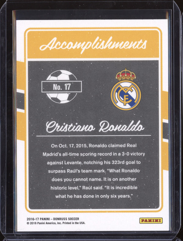 Cristiano Ronaldo 2016-17 Panini Donruss Soccer 17 Accomplishments Gold