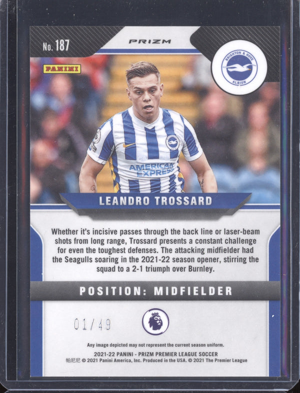 Leandro Trossard 2021-22 Panini Prizm PL 187 Purple Ice 01/49