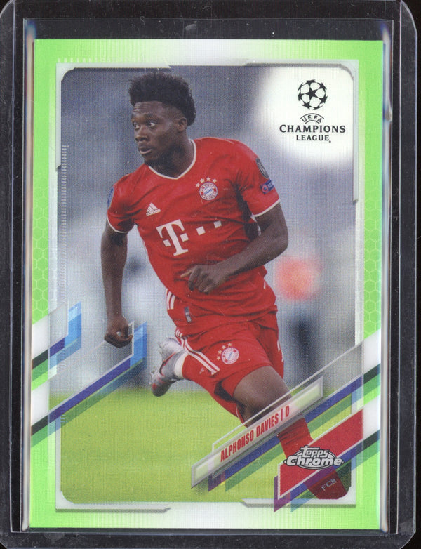 Alphonso Davies 2020-21 Topps Chrome UEFA Champions League Green Refractor 53/99