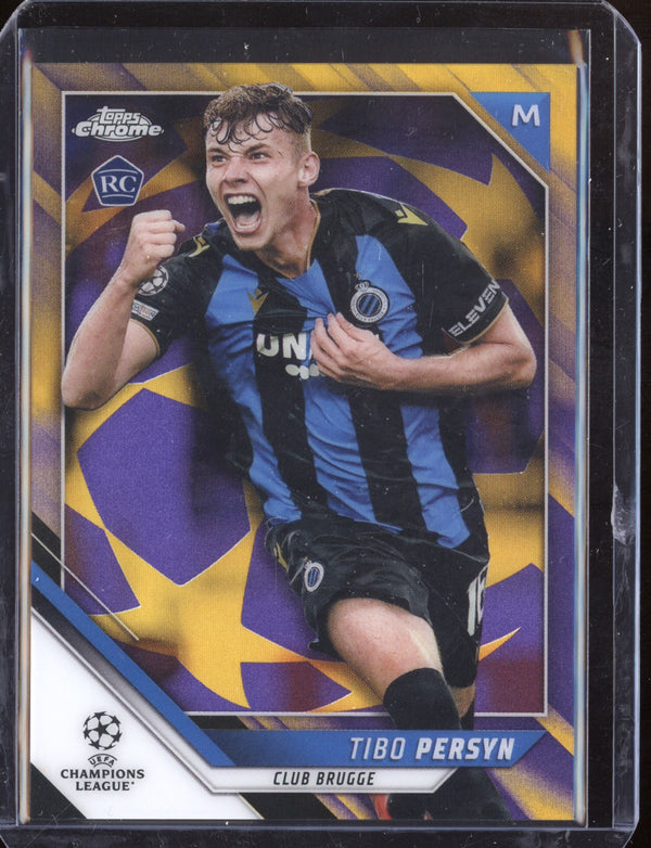 Tibo Persyn 2021/22 Topps Chrome UEFA Champions League Purple & Gold Starball SP RC