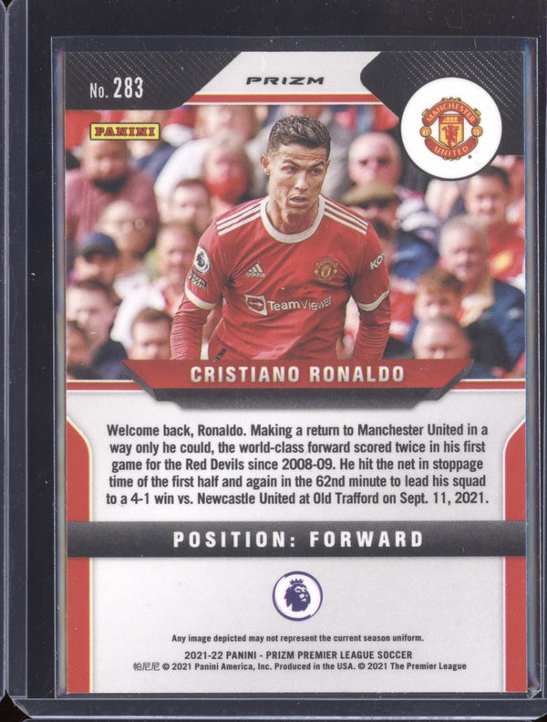 Cristiano Ronaldo 2021-22 Panini Prizm EPL 283 Purple Mojo