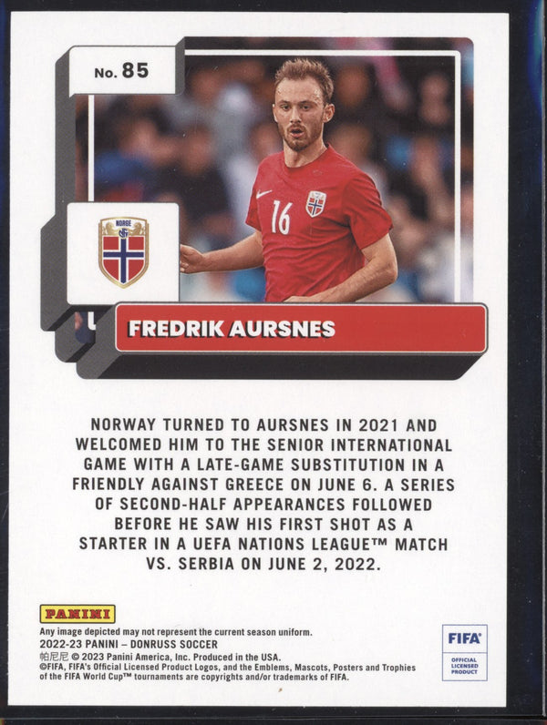 Fredrik Aursnes 2022-23 Panini Donruss Soccer 85 Silver RC