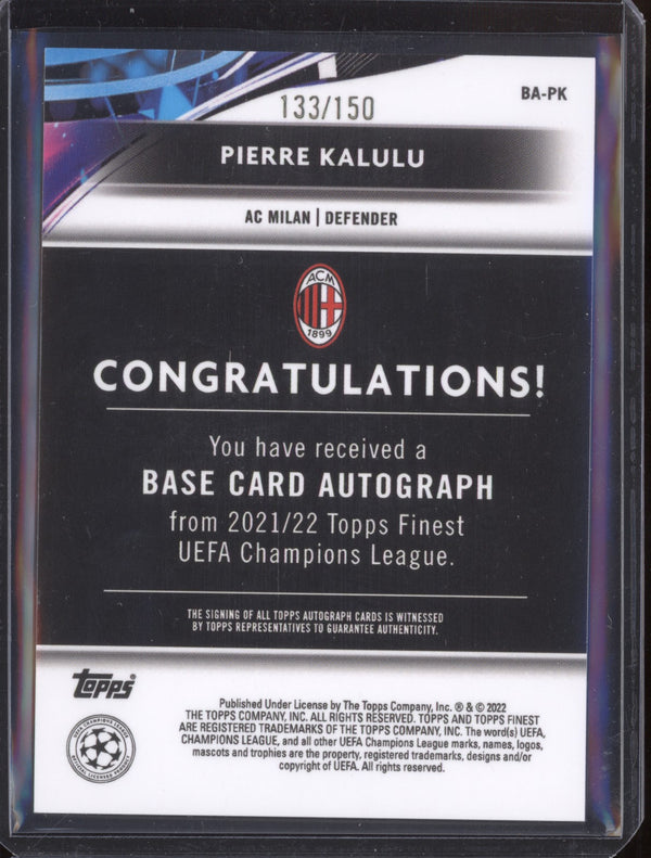 Pierre Kalulu 2021-22 Topps Finest UCL BA-PK Blue Auto RC 133/150