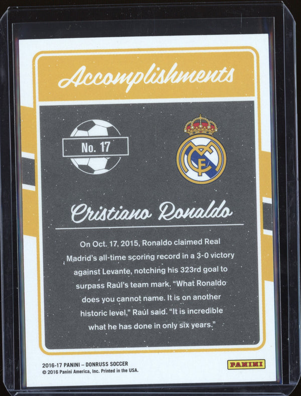 Cristiano Ronaldo 2016-17 Panini Donruss Soccer 17 Accomplishments Gold