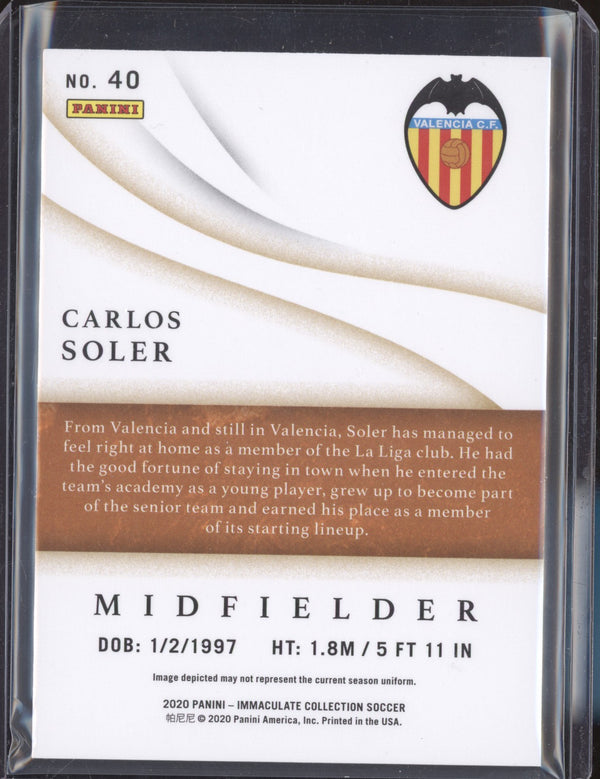 Carlos Soler 2020 Panini Immaculate Soccer 40 28/99