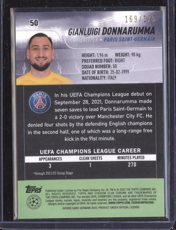 Gianluigi Donnarumma 2021-22 Topps Stadium Club Chrome UEFA CL Night Vision 169/175