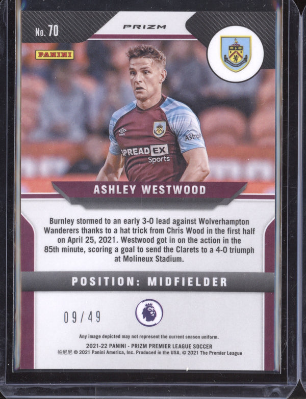 Ashley Westwood 2021-22 Panini Prizm PL 70 Purple Ice 09/49