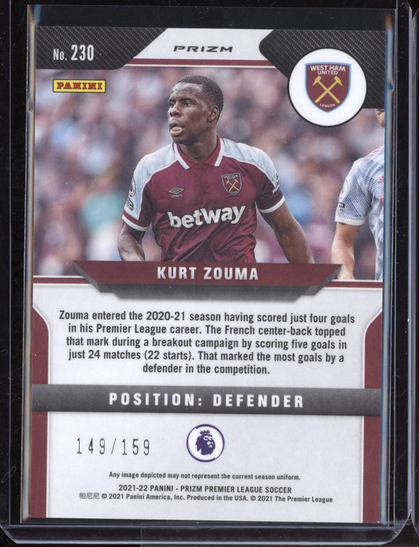 Kurt Zouma 2021-22 Panini Prizm Premier League Red Mojo 149/159