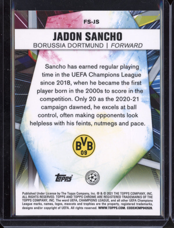 Jadon Sancho 2021 Topps Chrome Champions League Future Stars