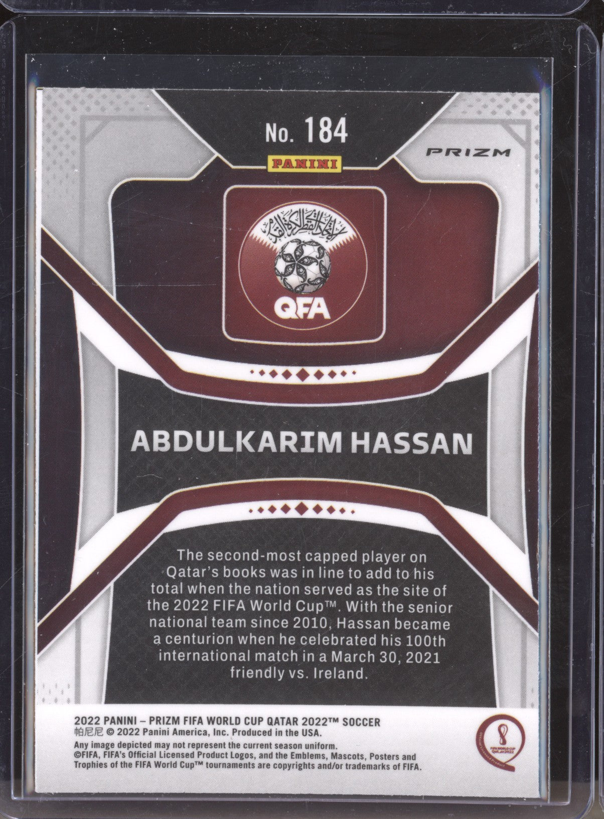 Abdulkarim Hassan 2022 Panini Prizm World Cup 184 Hyper RC