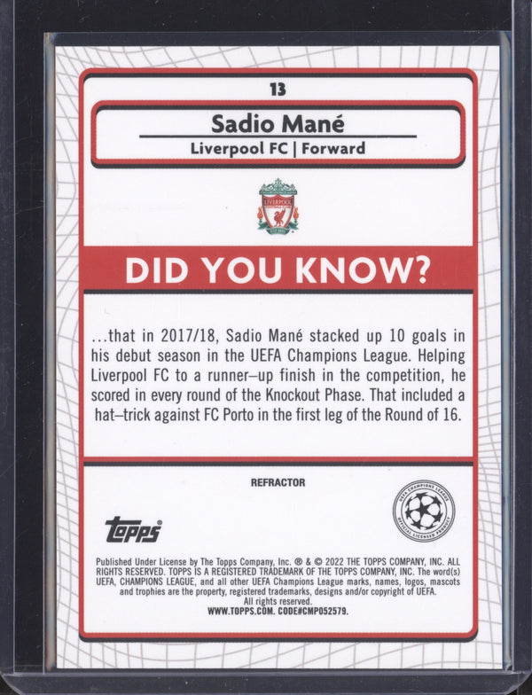 Sadio Mane 2022 Toops Merlin 13 Refractor