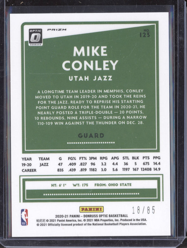 Mike Conley 2020-21 Panini Donruss Optic 123 Fast Break Red 18/85