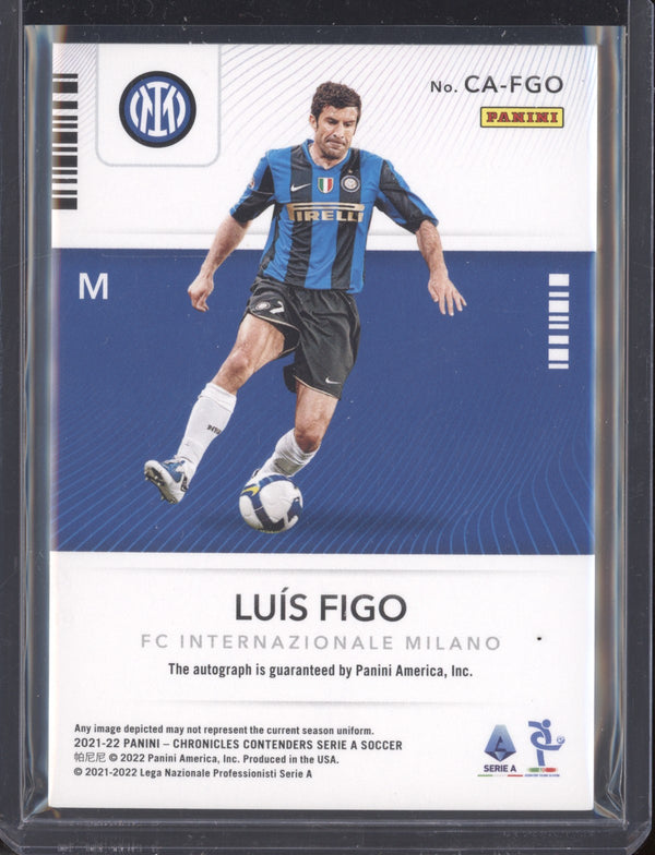 Luis Figo 2021-22 Panini Chronicles Soccer CA-FGO Contenders Auto Serie A  11/99