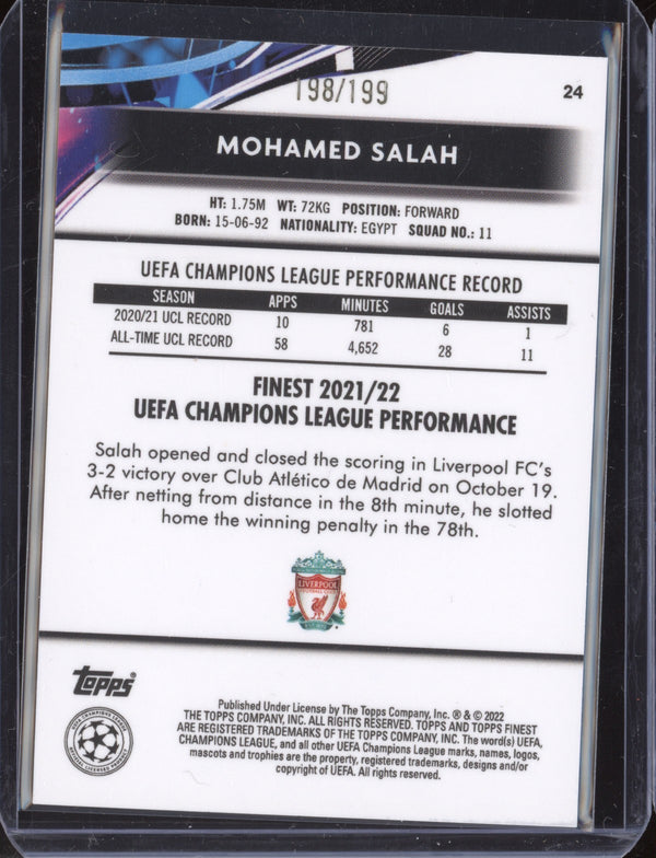 Mohamed Salah 2021-22 Topps Finest UCL 24 Raywave Refactor 198/199