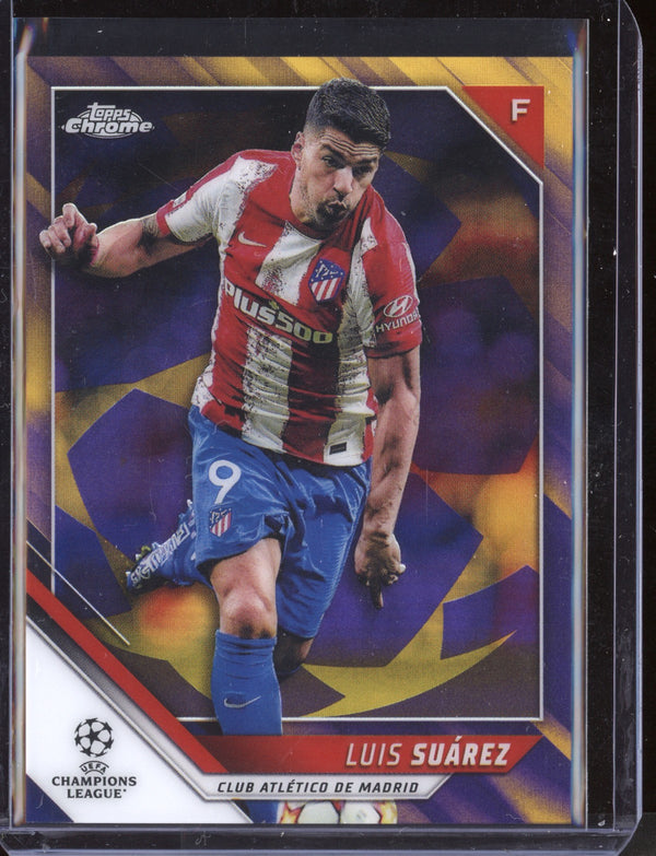 Luis Suarez 2021/22 Topps Chrome UEFA CL Purple & Gold Starball SP