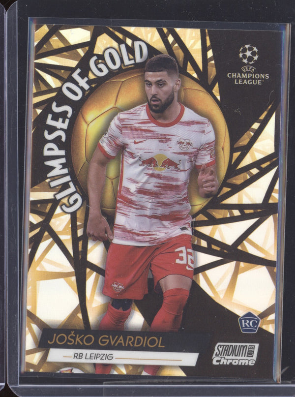 Josko Gvardiol 2021-22 Topps Stadium Club Chrome UEFA CL Glimpses of Gold  RC