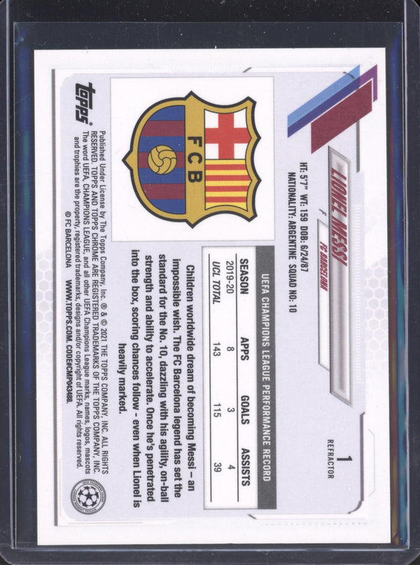 Lionel Messi 2020-21 Topps Chrome UEFA CL Refractor