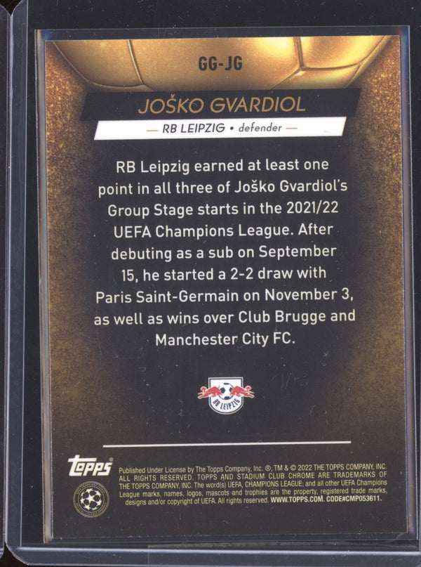 Josko Gvardiol 2021-22 Topps Stadium Club Chrome UEFA CL Glimpses of Gold  RC