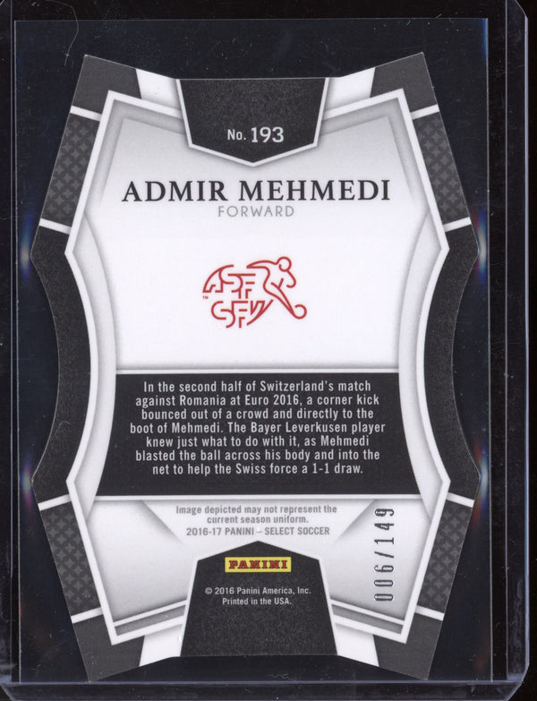 Admir Mehmedi 2016 Panini Select Soccer Mezzanine Purple Die-Cut 6/149