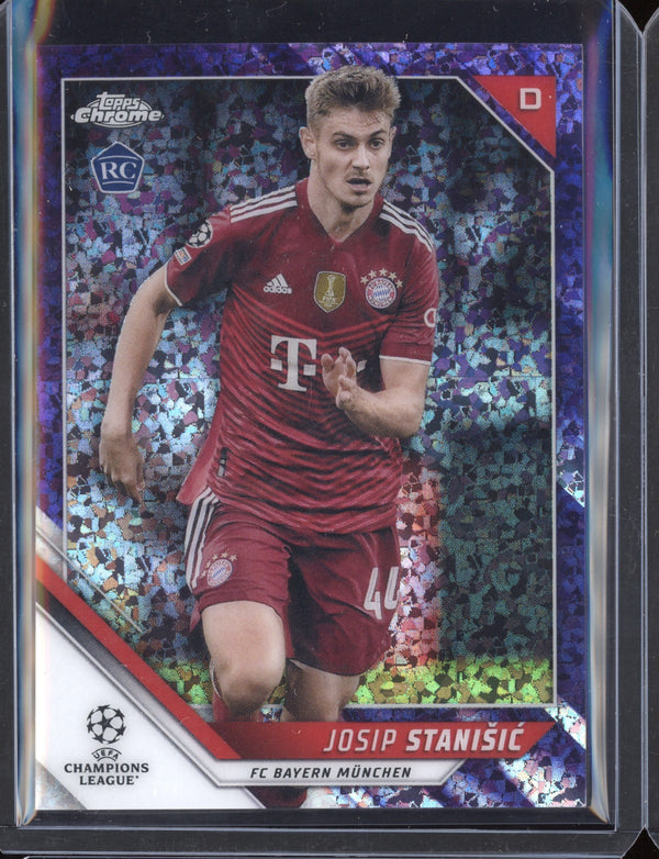 Josip Stanisic 2021/22 Topps Chrome UEFA Champions League Purple Mini-Diamond RC 219/250