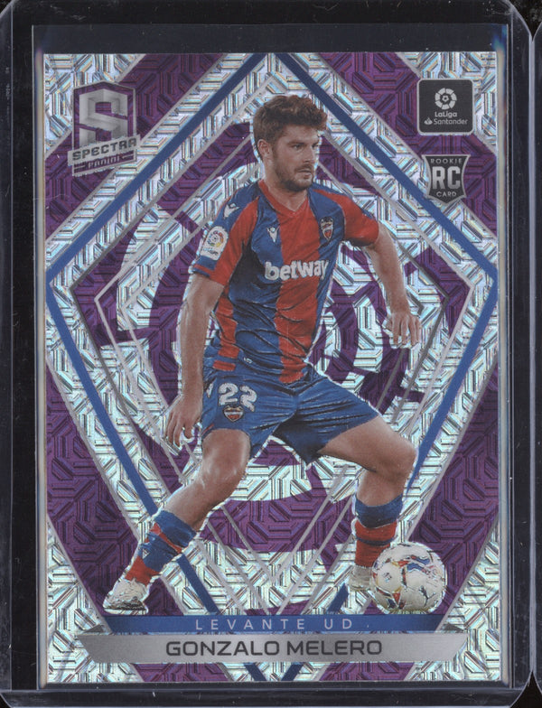 Gonzalo Melero 2020-21 Panini Chronicles Soccer 16 Spectra Purple Mojo RC