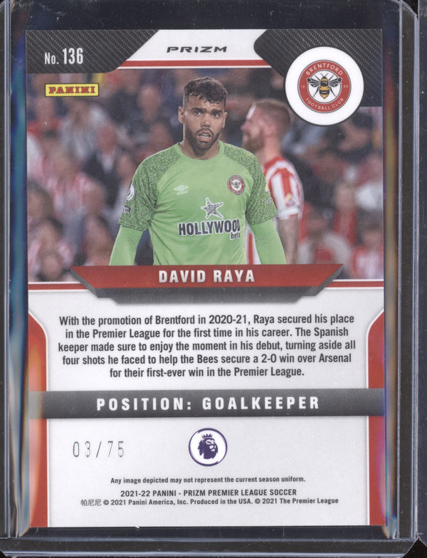 David Raya 2021-22 Panini Prizm PL 136 Blue Ice RC 03/75