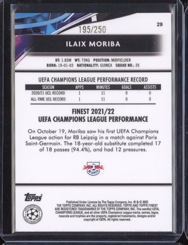 Ilaix Moriba 2021-22 Topps Finest UCL 29 Yellow Refractor RC 195/250