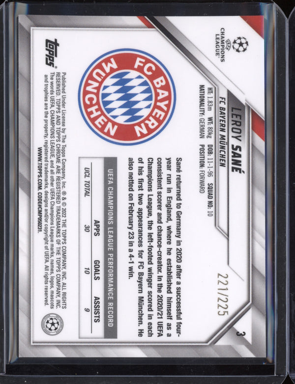 Leroy Sane 2021/22 Topps Chrome UEFA CL Night Vision 221/225