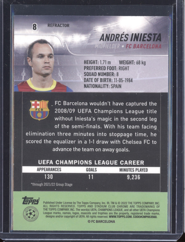 Andres Iniesta 2021-22 Topps Stadium Club Chrome UCL 8 Refractor