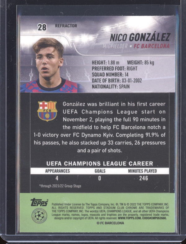 Nico Gonzalez 2021-22 Topps Stadium Club Chrome UCL 28 Refractor