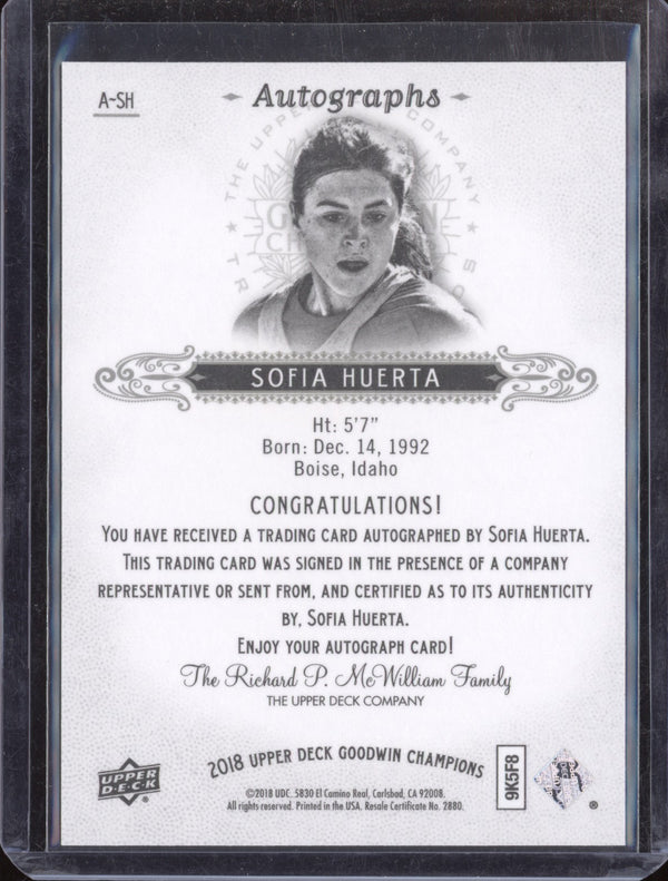 Sofia Huerta 2018 Upper Deck Goodwin Champions A-SH Autographs