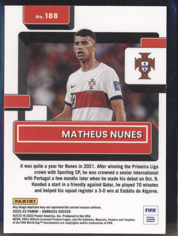 Matheus Nunes 2022-23 Panini Donruss Soccer 188 Optic Rated Rookie RC