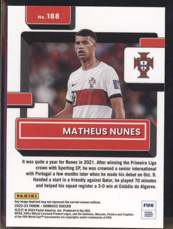 Matheus Nunes 2022-23 Panini Donruss Soccer 188 Optic Rated Rookie RC